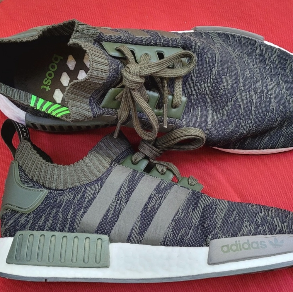 Adidas NMD_R1 Primeknit Men's Shoes Night Cargo/Hi-Res Green
